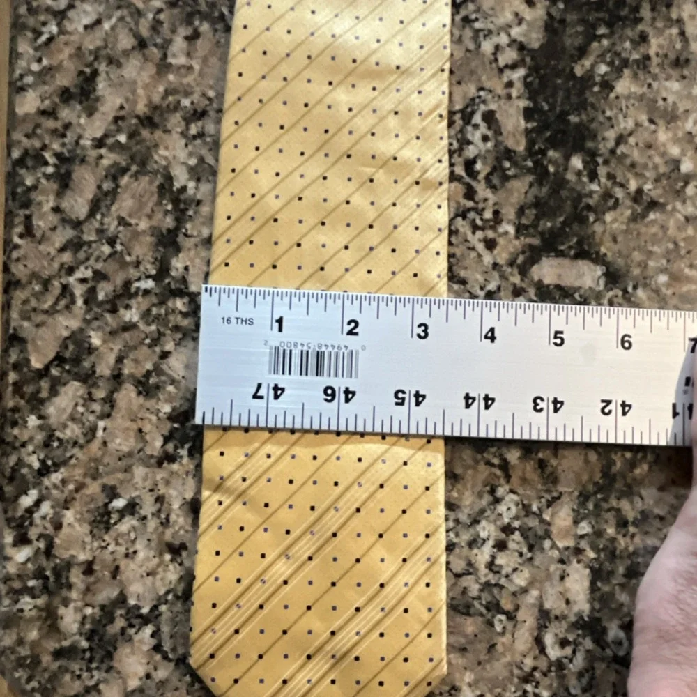 Gianni Viera Men's Yellow 100% Silk Polka Dot Tie Made in Italy‎ Classic Size